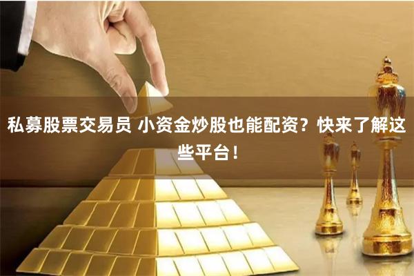 私募股票交易员 小资金炒股也能配资？快来了解这些平台！